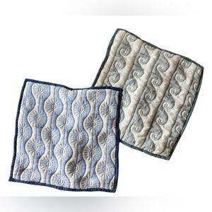 Anthropologie Nelly Icon Pillow Shams Sun Waves Blue Teal Square 26x26”